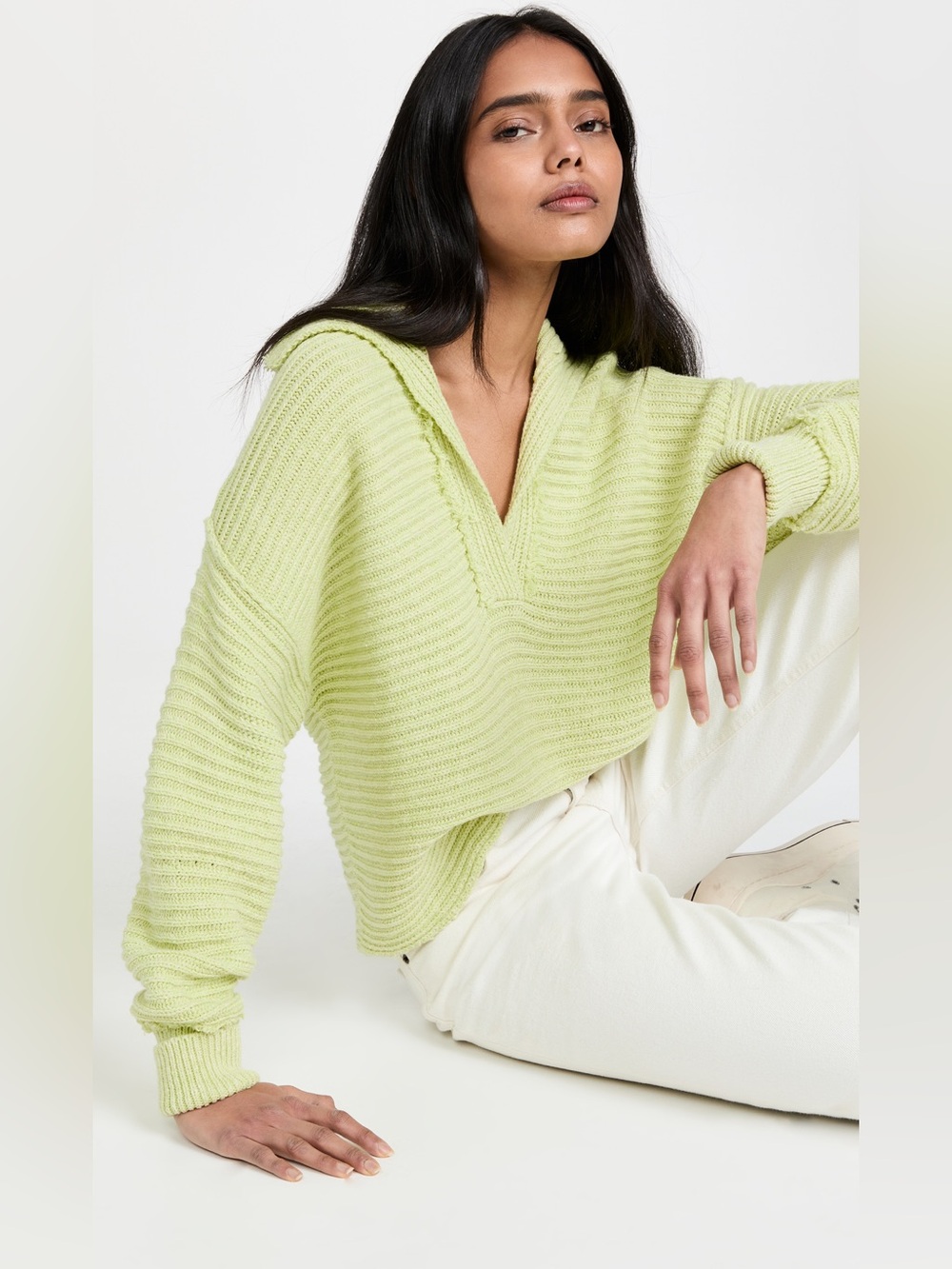 Free People Marlie Pullover in Acid Lime Oversized